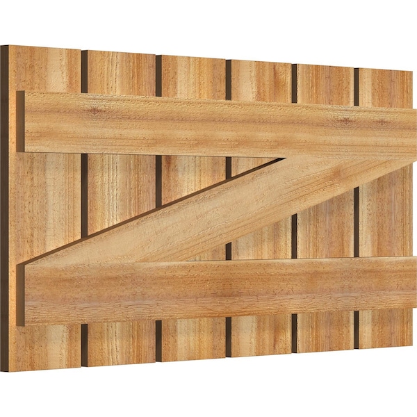 Spaced Board-n-Batten Shutters W/Z-Bar, Rough Sawn Western Red Cedar, 34 3/4W X 18H